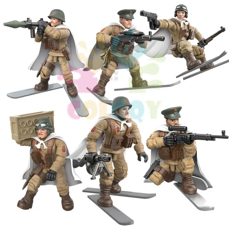 

2021 New Kids Toys Jungle Sniper Team Military Figures Building Blocks WW2 Soldiers Weapon Accessories Guns Bricks For Boys