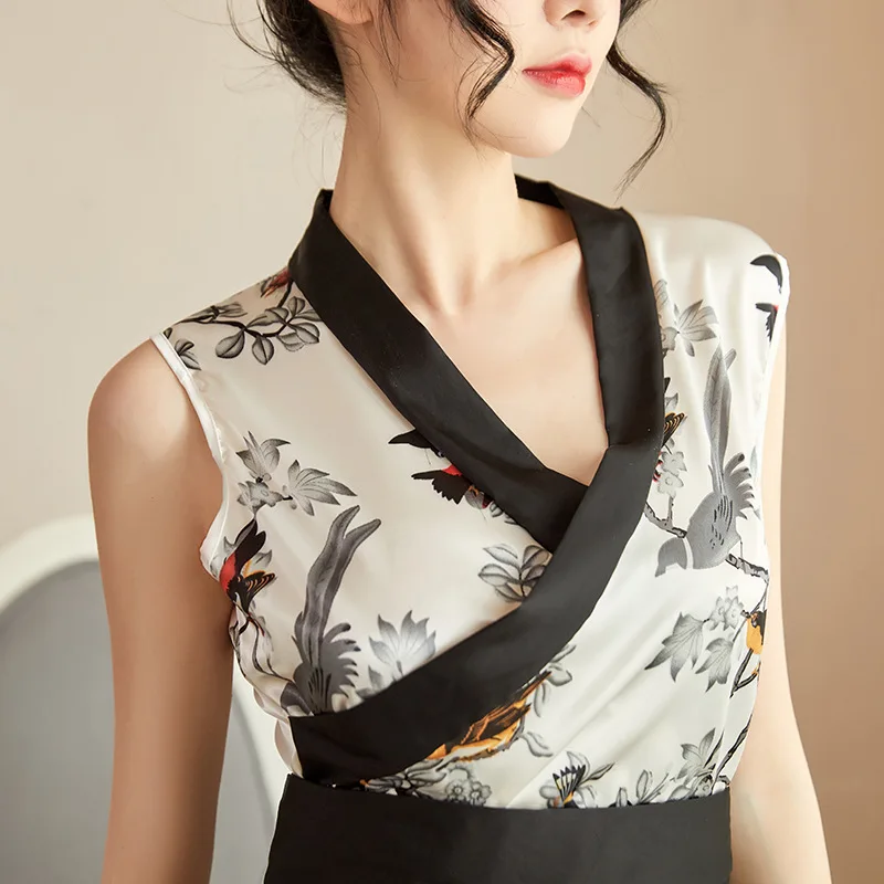 

Long underwear women sexy pajamas transparent kimono set play role temptation night