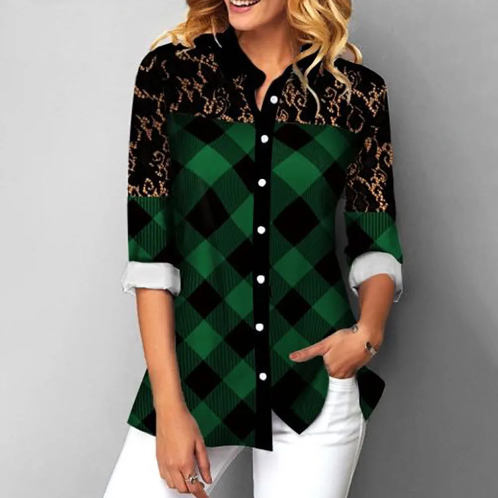 

Plus Size 4xl 5xl Women Blouse Splice Lace Nine Quarter Sleeve Single-Breasted Tops 2020 Summer Floral Print Female Blusas Shirt