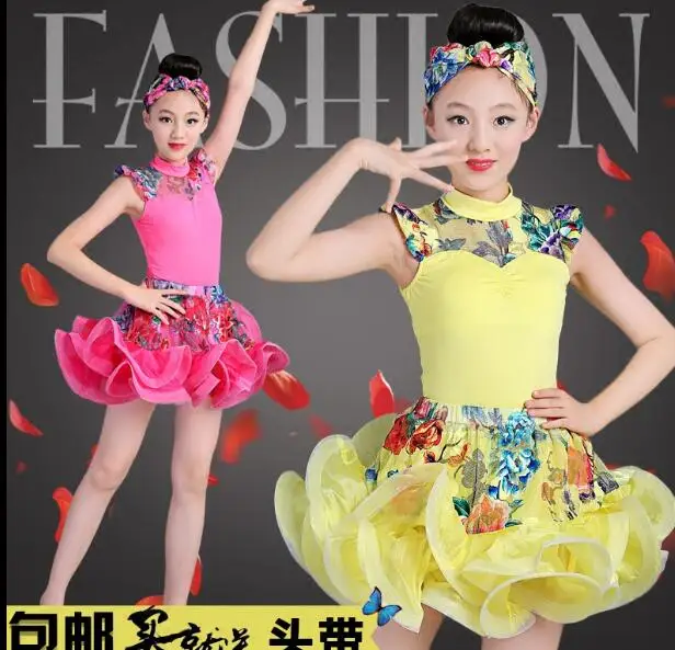 Для девочек костюмы для детей латино американских танцев платья с длинным