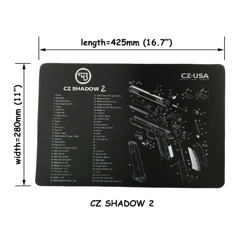 

Gun Cleaning Rubber Mat 17"x11" Waterproof Non-Slip Clean Mat with Parts Diagram and Instructions Armorers Bench HT37-0082