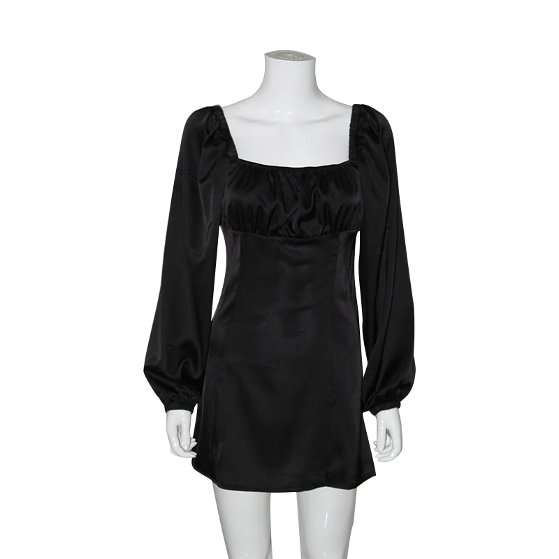 

2021 Spring Summer Dress Women Sexy Club Slash Neck Female Dresses Streetwear Long Sleeve Women Dress Casual Solid Vestido Robes