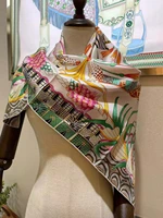 2021 new arrival spring summer giraffe 100 pure silk scarf twill hand made roll 9090 cm shawl wrap for women lady gift