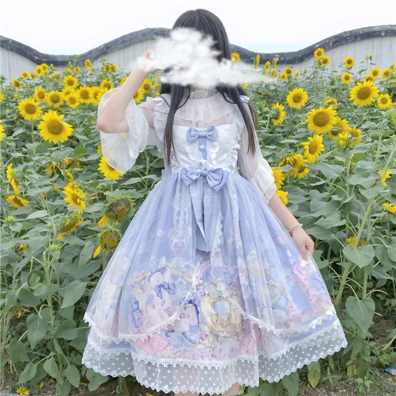 

Платье для девочек Op Lolita, платье принцессы для чайвечерние, свободный халат, каваи, в японском стиле Харадзюку, косплей, аниме, милый наряд дл...