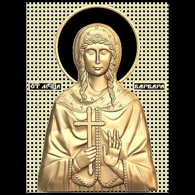 Икона-Варвара 3d модель для cnc STL формат религия рельеф маршрутизатор 3 оси гравер