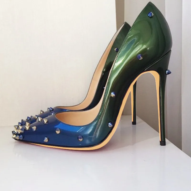 Туфли женские на шпильке элегантные туфли лодочки с заклепками матовая кожа