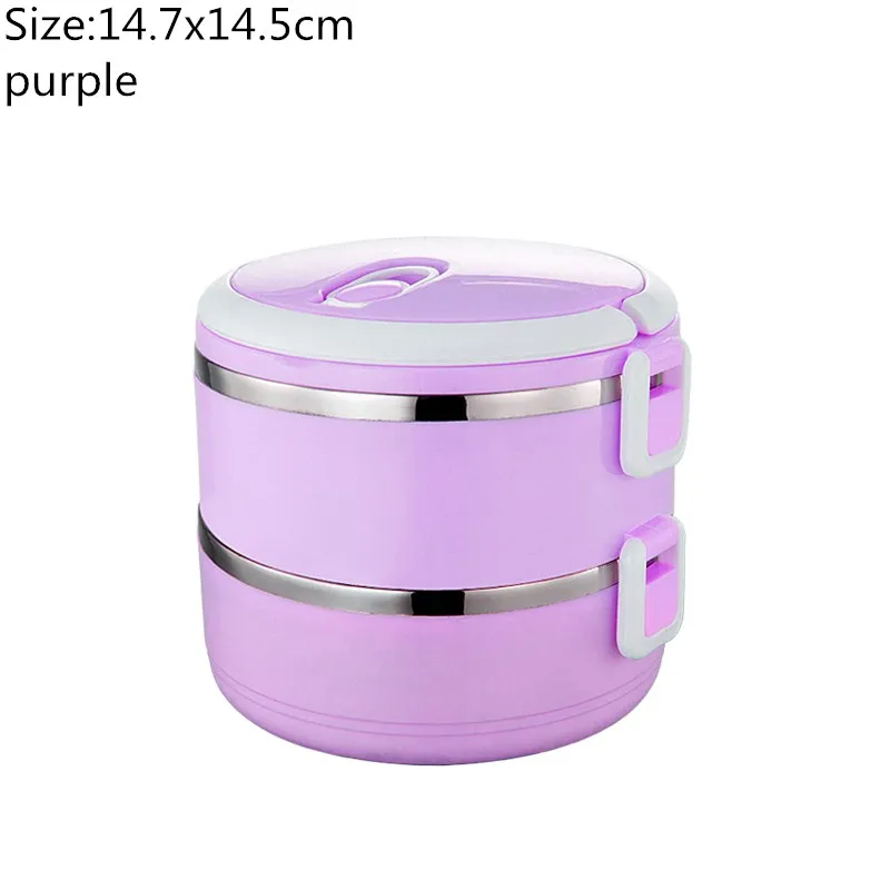 purple 2 layers Hoomall герметичный Ланч-бокс из нержавеющей стали для детей, студенческий термос-контейнер для еды с подогревом, органайзер, бэнто-бокс для еды с подогревом - Цвет: purple 2 layers