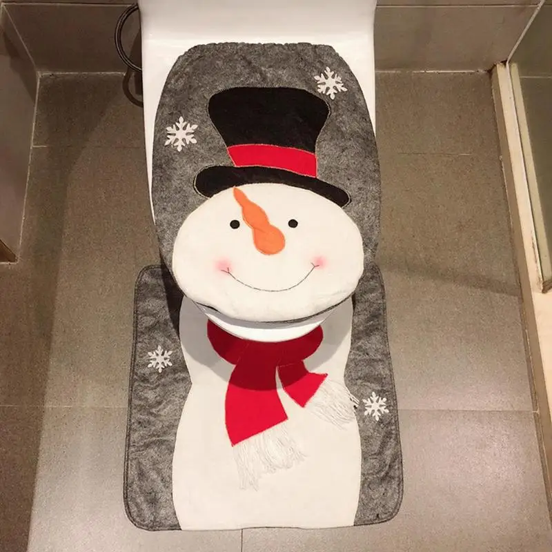 Snowman 2 шт./компл. Рождество Туалет чехол для сиденья коврик для ног крышка сиденья коврик рождественские украшения для товары для дома, ванной - Цвет: Snowman