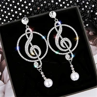 fyuan music symbol rhinestone crystal drop earrings for women geometric pearl earrings fashion party statement jewelry