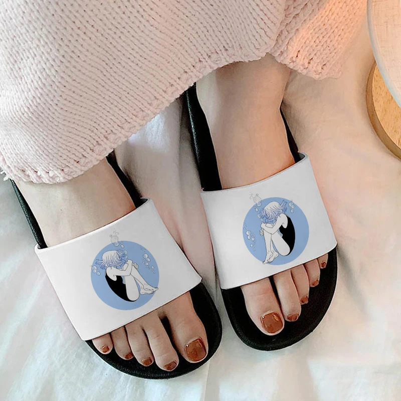 

New For Summer shoes for women 2021 Aesthetic Girl Pattern Summer Slippers Good Friends Beach Open Toe