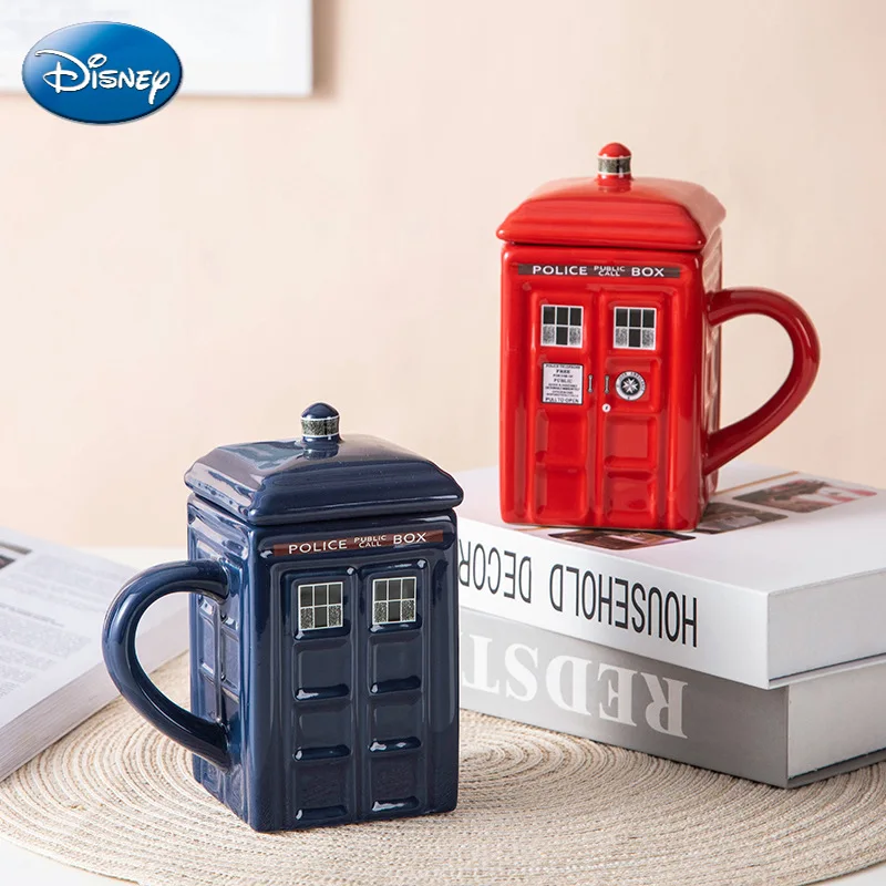 

Креативная ретро-чашка Disney для полицейской будки, керамическая чашка, телефонная будка, керамическая чашка с крышкой, новая кружка, кофейна...