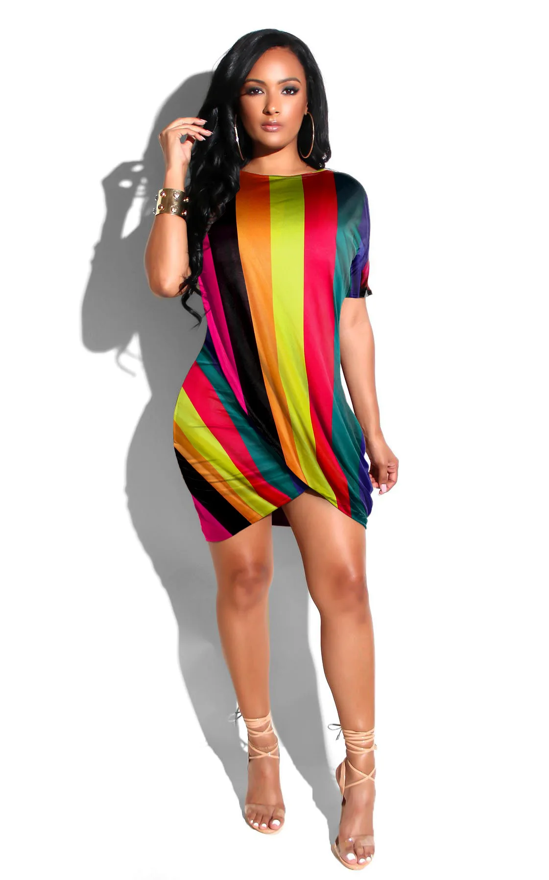 

SSEURAT Print Sexy Mini Dress Women Short Sleeve Pleated Asymmetric Wrap Dress Elegant Ladies Short Tshirt Dress Vestidos