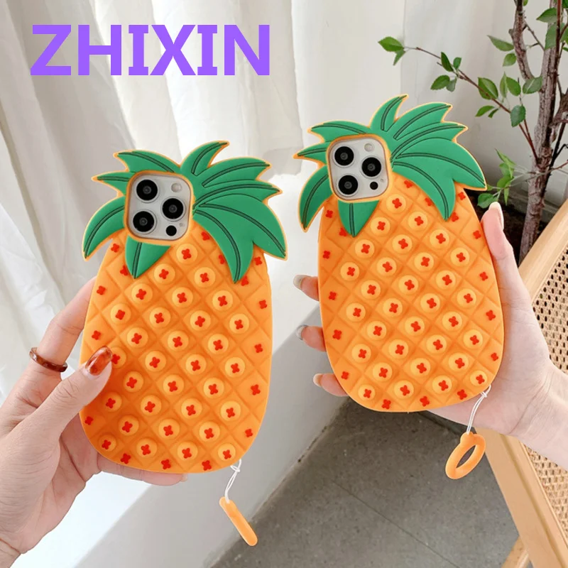 

3D Push Pineapple Reliver Stress Case For iPhone 12mini 11 Pro MAX Toys Bubble Soft Cover For iphone XS XR X 8 7 6PLUS SE2020