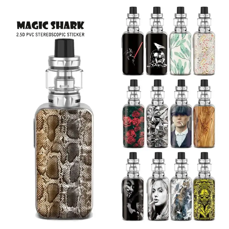 Magic Shark Crystal Skull Leaf Wood Print Snake Flower Stereo Skin Cover Case Sticker Tape for Vaporesso Luxe S | Мобильные телефоны