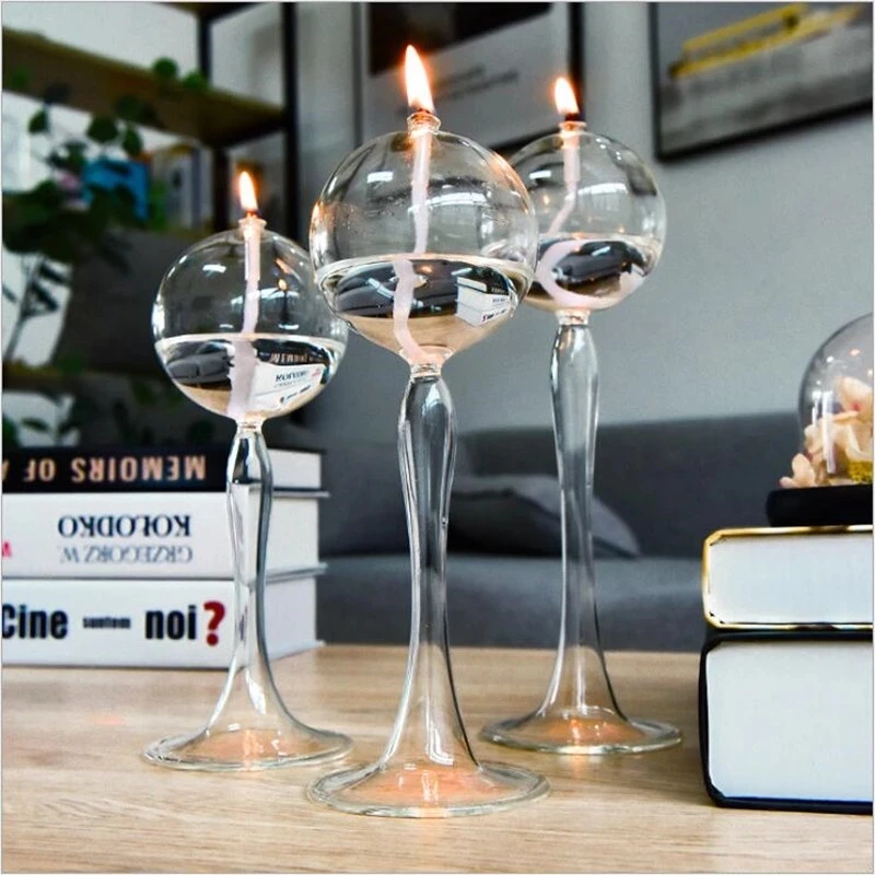 

Creative Glass Oil Lamp Wedding Home Decoration Handcraft Glass Candle Holder Home Bar Party Decoration Ornaments Candlestick