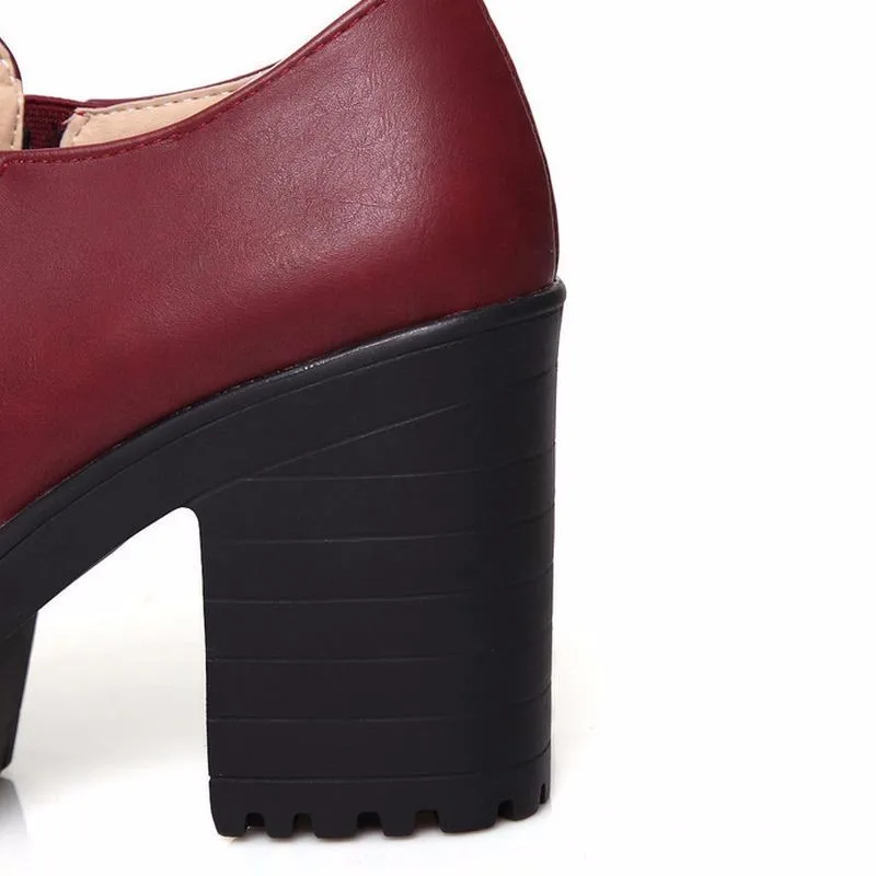 Размеры 34-46 женские ботильоны Винтажная обувь на высоком квадратном каблуке для