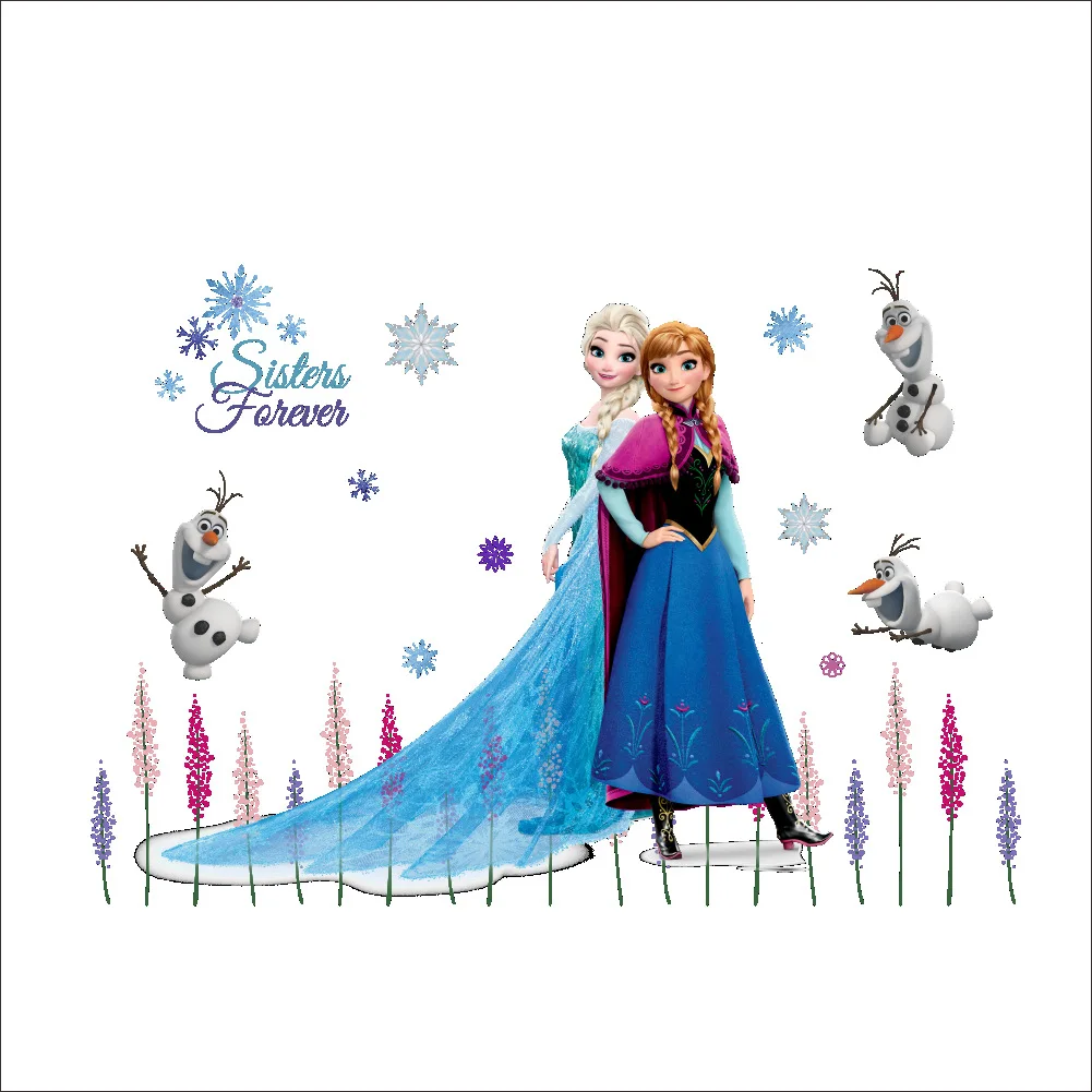 

Authentic Disney Frozen Princess Cartoon Wall Stickers Girls Children's Room Frozen Background Decorative Painting DIY Stickers