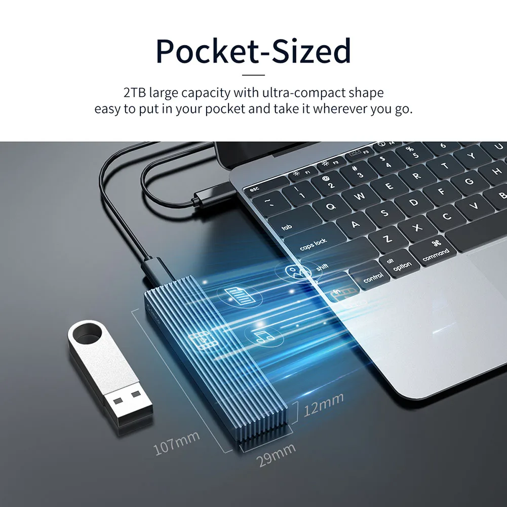 ORICO SSD Enclosure M.2 NVMe/SATA Mobile Hard Drive Case External SSD Box Support 2TB for Windows Mac Linux