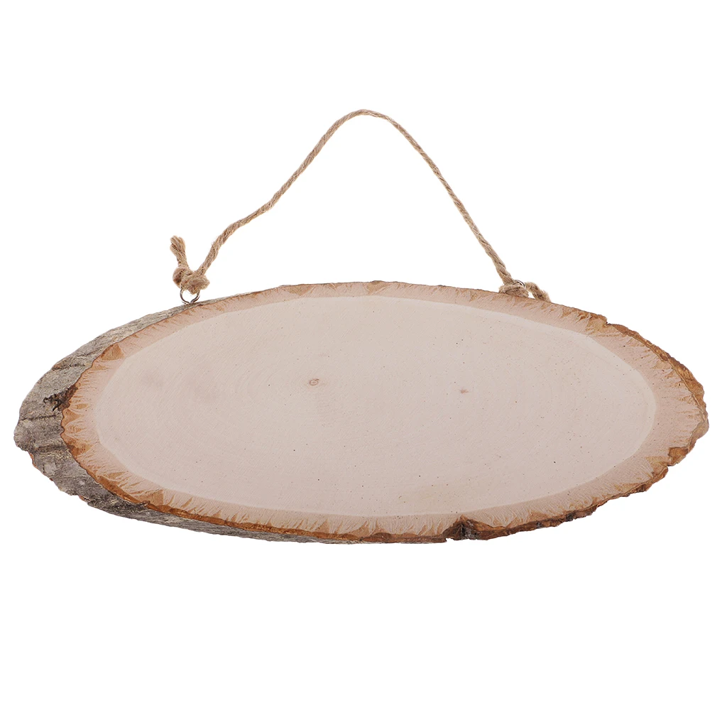 

Ornaments Natural Wood Pendant Shape Slice Tree Bark Warning Labels