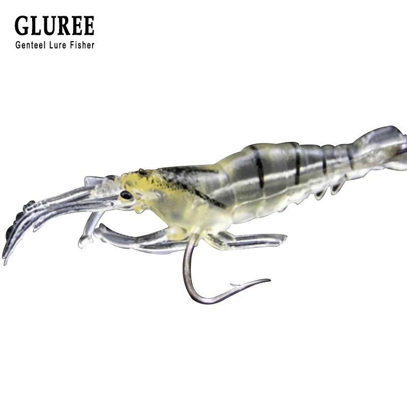 GLUREE 1 шт. 5 см мягкие желтый креветки приманки рыболовные Моделирование