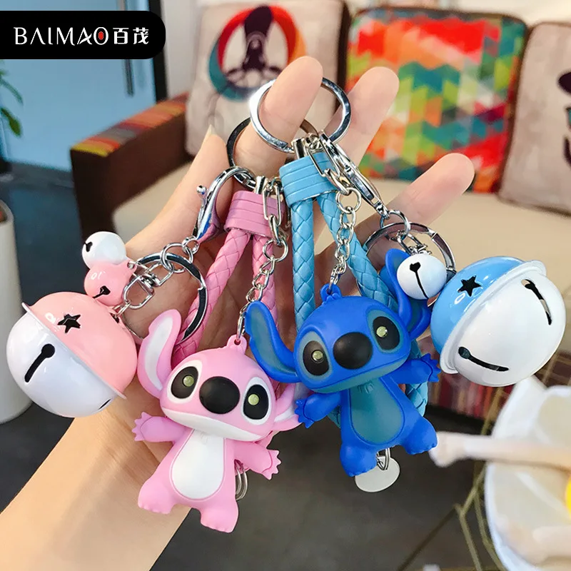 

Korean Cartoon Glowing Voice Stitch Keychain Female Creative Car Couple Key Chain Bag Pendant Key Ring