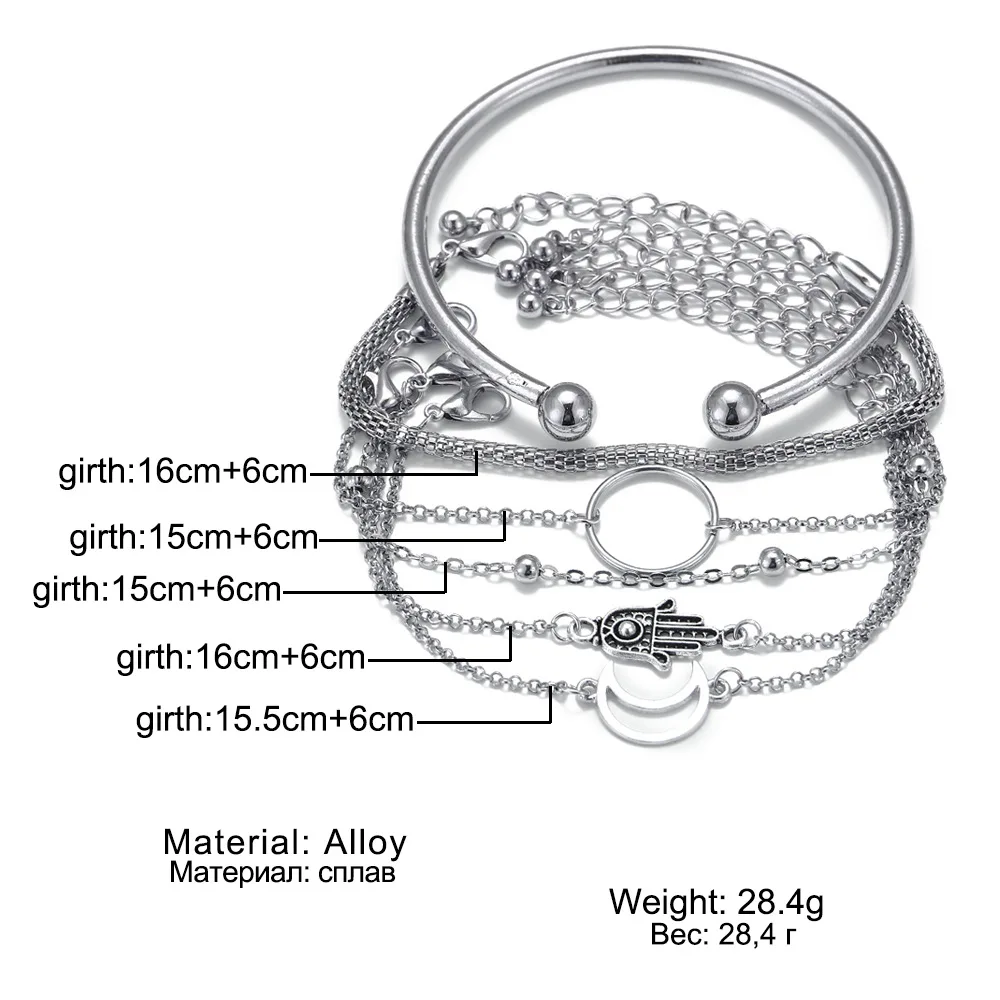 Женский браслет-цепочка DIEZI Богемский Браслет серебряного цвета с цветком ладони