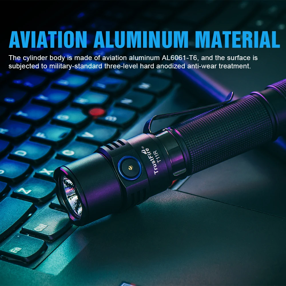 

TrustFire T11R 1800 Lumen EDC Tactical Flashlight Rechargeable Pocket Clip 18650 LED Torch Outdoor Lighting