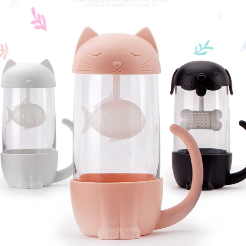 Мультфильм чайные стеклянные чашки котенок щенок Кофе кружка ситечко для