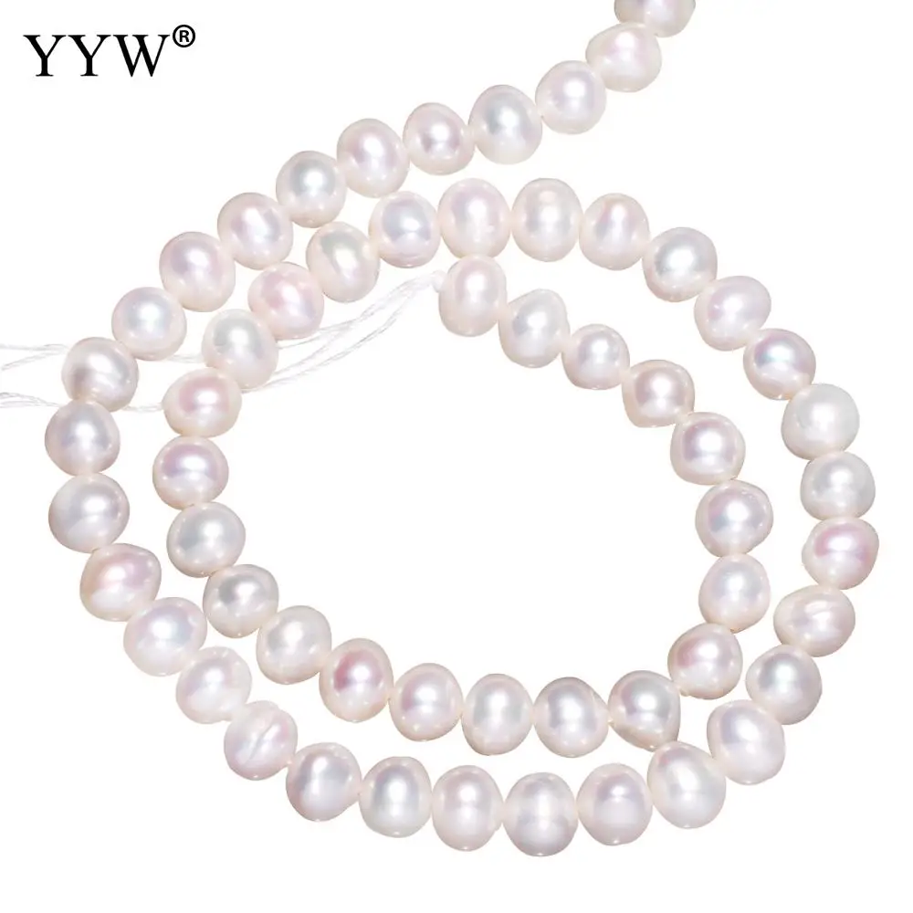 

5-6mm Natural White Cultured Round Freshwater Pearl Beads Hole 0.8mm Beads For Jewelry Making