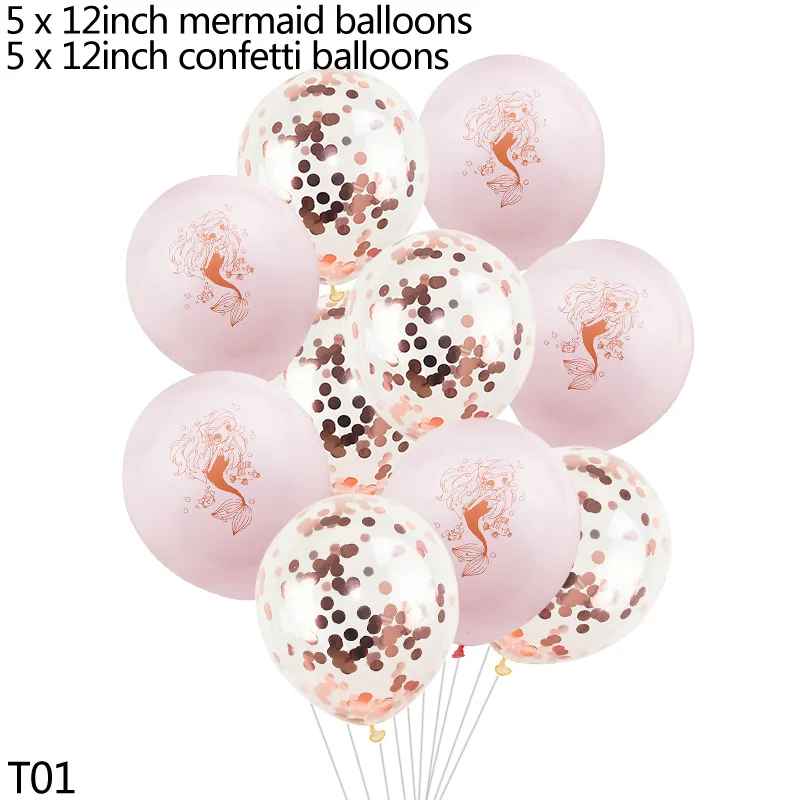T01 10pcs Mermaid Balloons Multicolor Confetti Balloon latex 12inch Wedding Ballons Birthday Party Decoration Baby shower Supplies - Цвет: T01