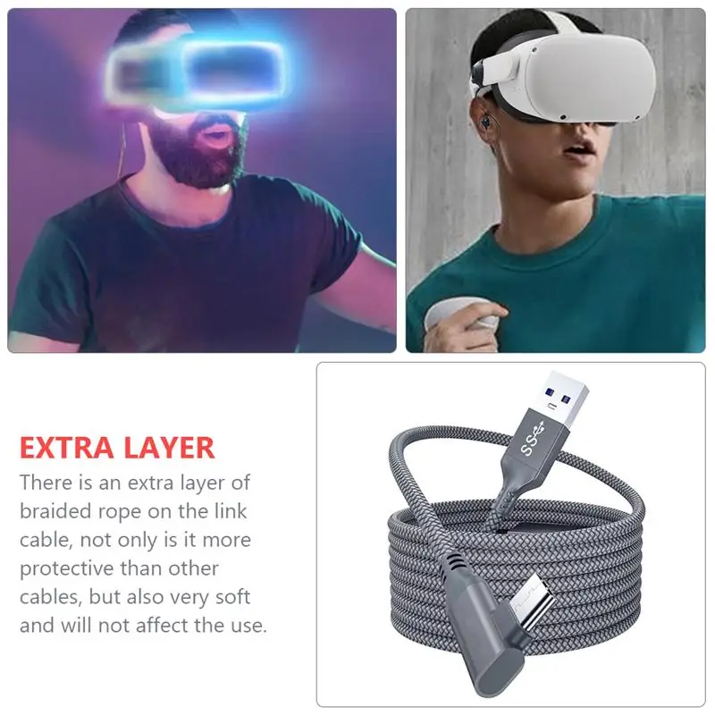 

VR Cord Compatible for Oculus Link USB-C Steam Quest Type-C 3.0 VR