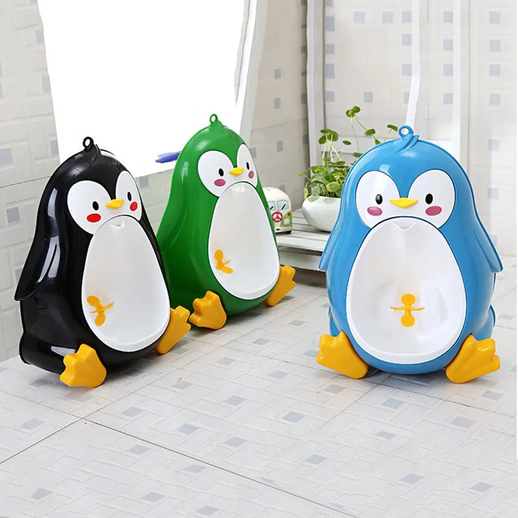 

Baby Potty Toilet Potties Cute Penguin Pot Wall-Mounted Urinals Portable Training Boy Kids Toilet Leakproof Children Potty Brush