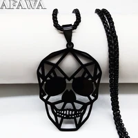 skull neck pendant stainless steel chain necklace for women necklaces hip hop rock jewelry acero inoxidable joyeria n3023s02