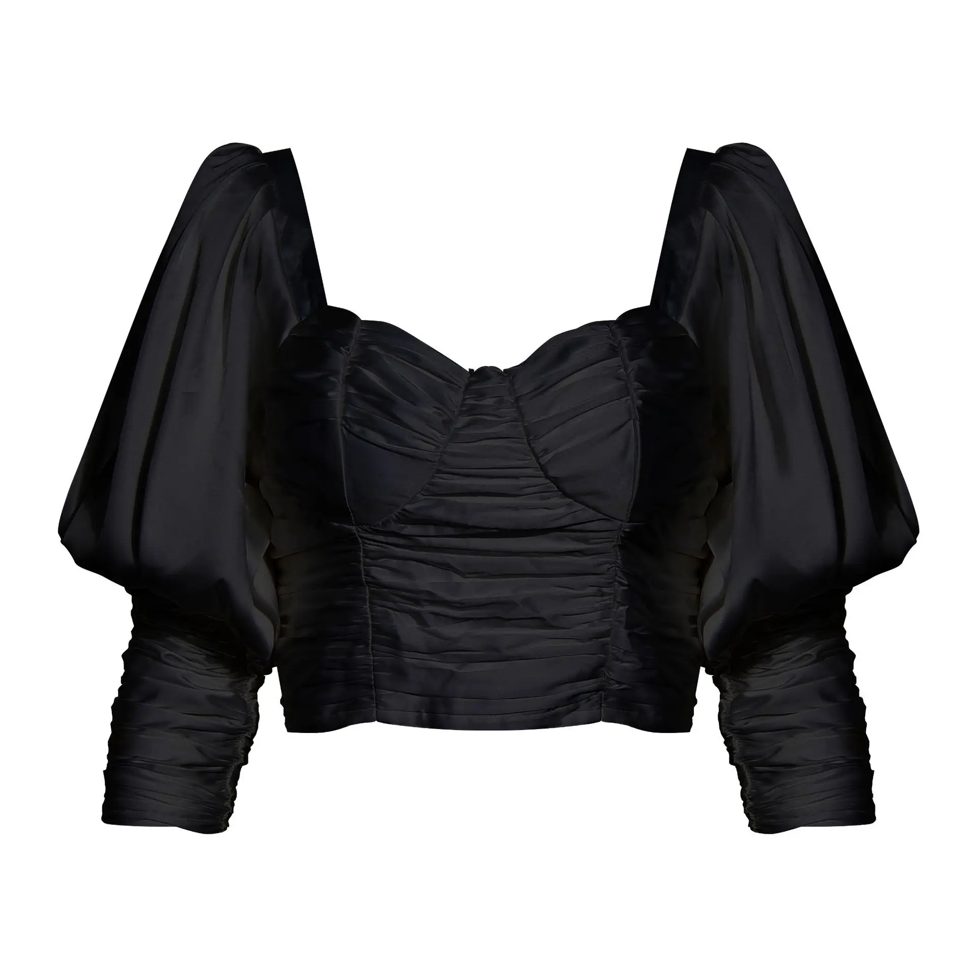 Женская блузка с открытой спиной бантом на спине и пышными рукавами весна лето