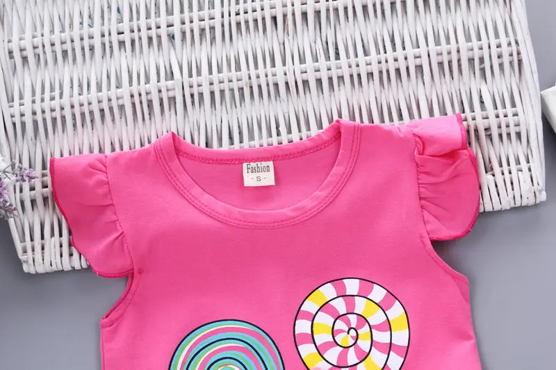 Детская одежда для девочек летняя футболка в горошек шорты на бретельках 2