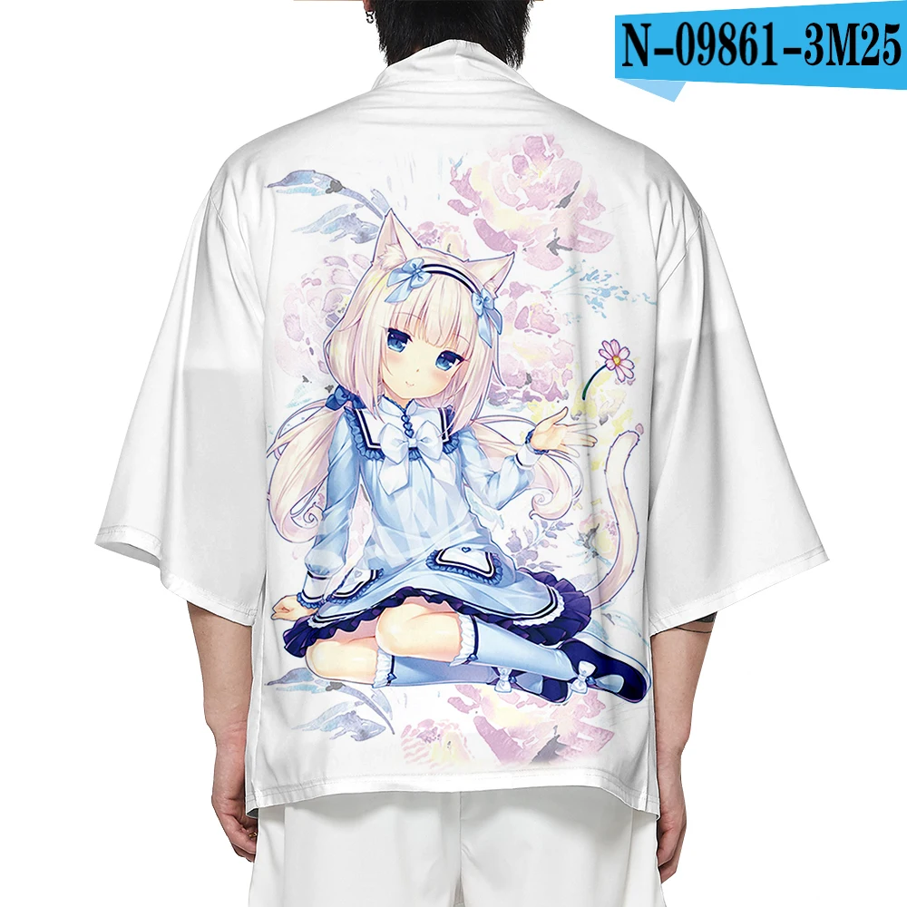 

NEKOPARA 3D Printing Japanese Kimono Haori Yukata Girls Cardigan Kawaii Cute Fashion Cool Short Sleeve Casual Summer Women/mens