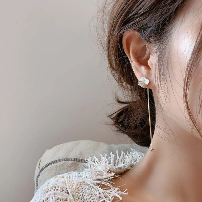 Женские длинные серьги подвески с опалом в виде кошачьих глаз ювелирное изделие