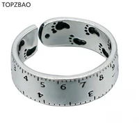2021 creative ruler footprints couples ring personality lovely adjustable ring for wedding gift