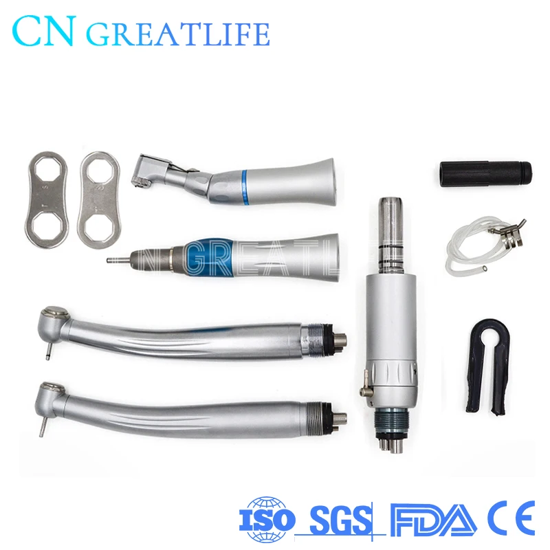 

Poshing Handle Tools NSK Style Ex-203 Dental Push Button Contra Angle Handpiece High Low Speed Handpiece Turbine Kit Set