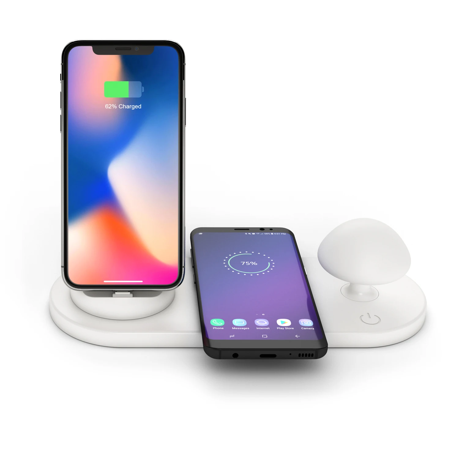 

2 In 1 Mobile Phone Wireless Charger 10W Charging Station for Apple Huawei Samsung Xiaomi Phone Charging Dock with Light Lamp