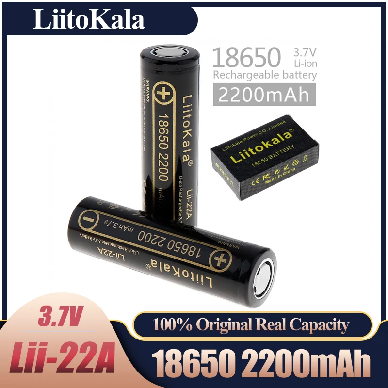 

Аккумуляторная батарея LiitoKala Lii-22A 18650, 3,7 в, 2000 мАч, литиевая аккумуляторная батарея для фонариков, аккумуляторная батарея 2000 мАч