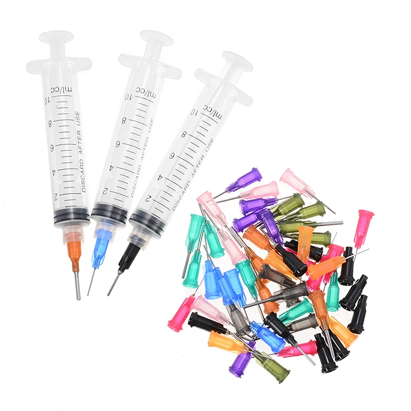 

3pcs 10CC Dispensing Syringe SMT SMD PCB Solder Paste Adhesive Glue Liquid Dispenser with Plunger + 14GA-30GA Needles Mayitr