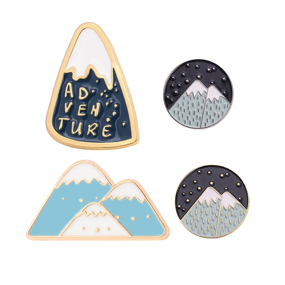 Эмалированная брошь в виде Снежной Горы для путешествий подарочные Значки улицы