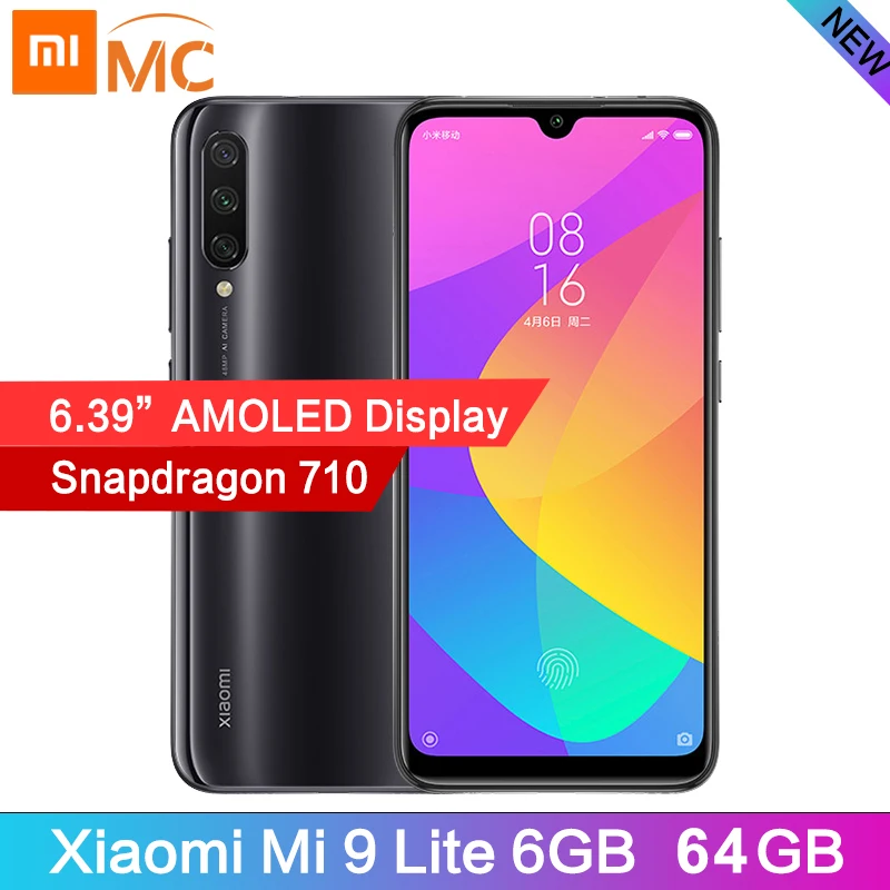В наличии Xiaomi Mi 9 Lite Snapdragon710 Octa Core глобальная версия 6 ГБ 64 Гб мобильный телефон 39