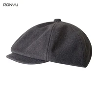 fashion mens gray cotton newsboy caps driving gatsby flat cap women casual berets male canvas octagon cap nm10