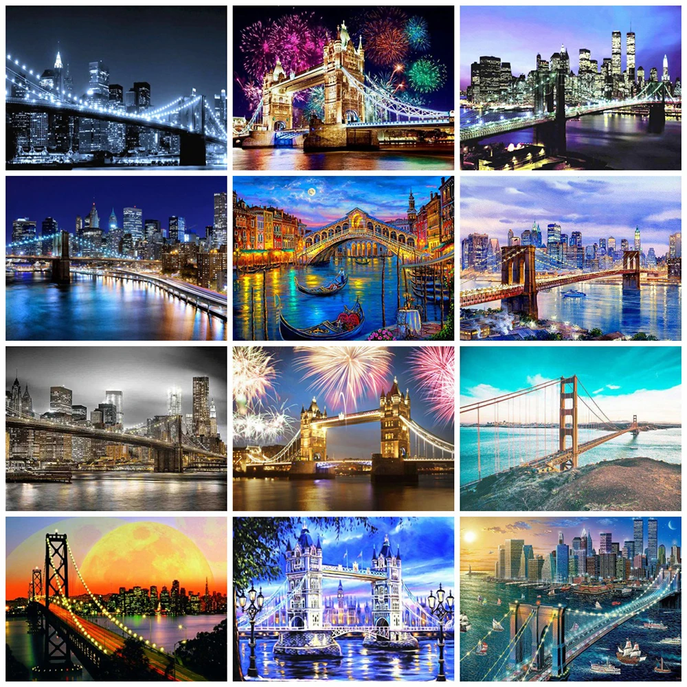

EverShine Diamond Painting City Cross Stitch Diamond Embroidery Scenery Mosaic Night Bead Embroidery Rhinestone Picture Wall Art