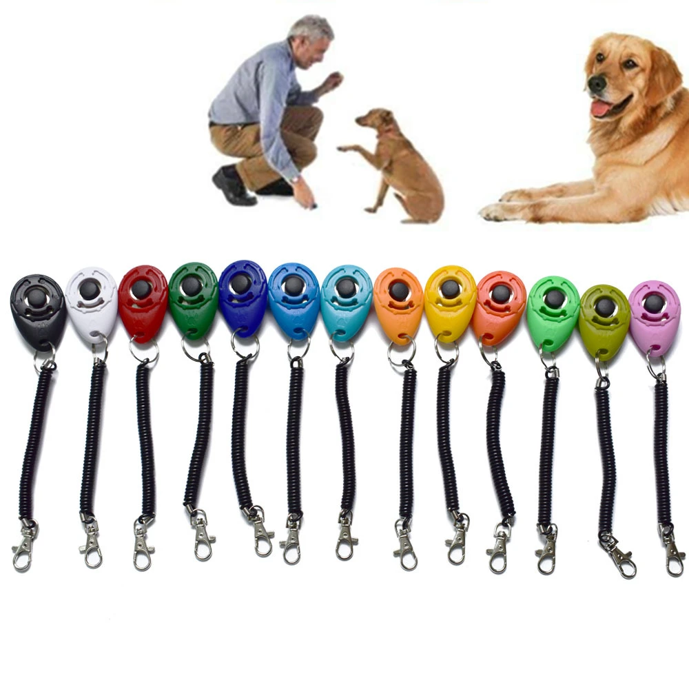 

1 PC Pet Cat Dog Training Clicker Plastic New Dogs Click Trainer Aid Too Adjustable Wrist Strap Sound Key Chain dog Repeller