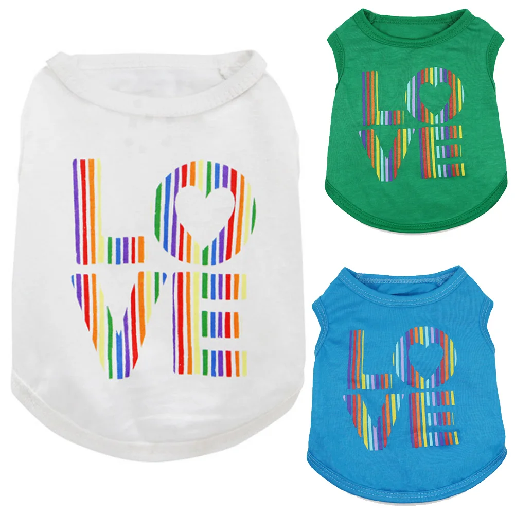 

Pet Products New Candy Color Cute Classic Rainbow Color Letter LOVE Comfortable Soft Vest T-shirt Short Sleeve Puppy Dog Clothes