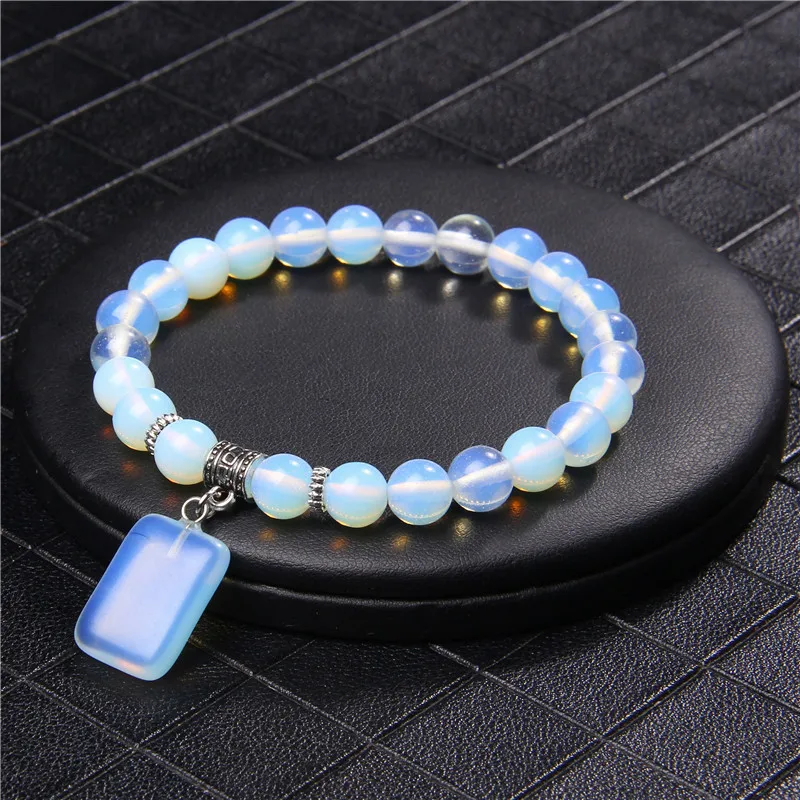 

Unisex Bracelets Natural Mineral Stone Beads Bangle Men CZ Charm Pulsera Women Square Snowflake Jaspe Pendant Bracelet Jewelry
