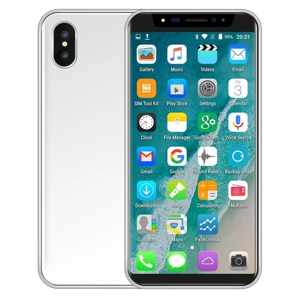 Разблокированный Android смартфон XS 5," дюймов HD полный экран Смарт мобильный телефон Лицо ID Google Play БЕСПЛАТНО 3,5 мм наушники подарок - Цвет: white